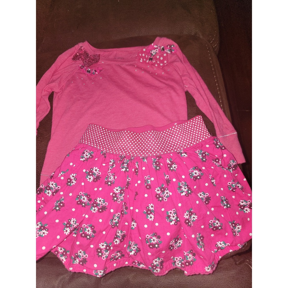 Justice back to school pink floral outfit top skort size 8